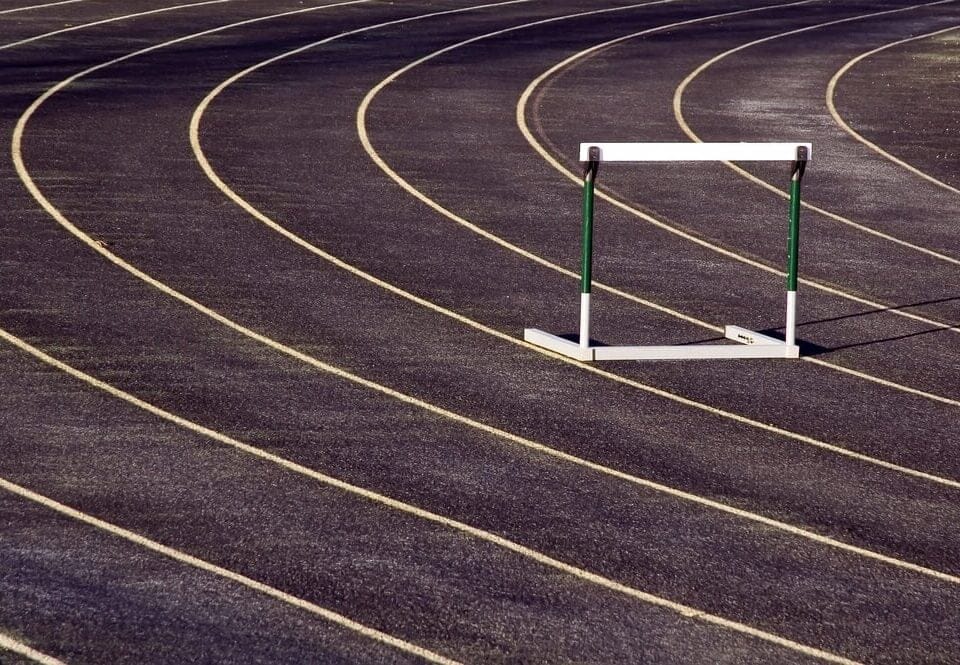 lone hurdle on a track